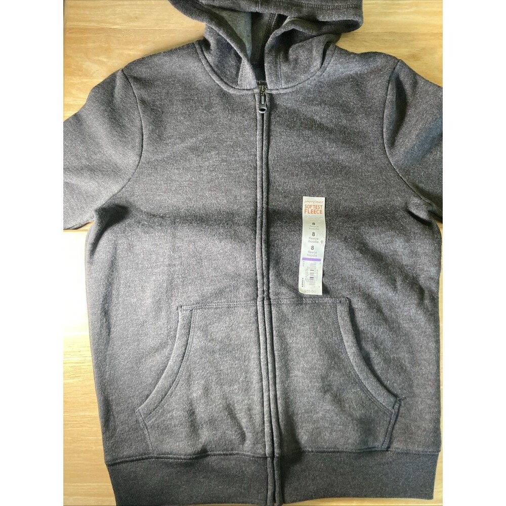 Jumping Beans Soft Fleece Pullover Gray Hoodie w/ Pockets (Boy’s 8) Full Zipper